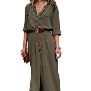Button Down Casual Long Maxi Dress